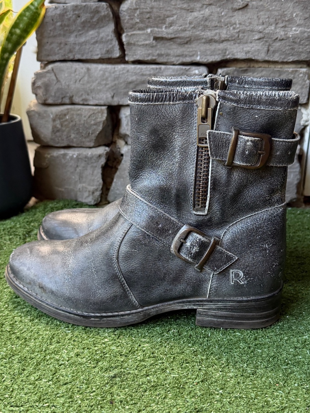 Roan By Bed Stu Becca Distressed Black Leather Women’s Boots